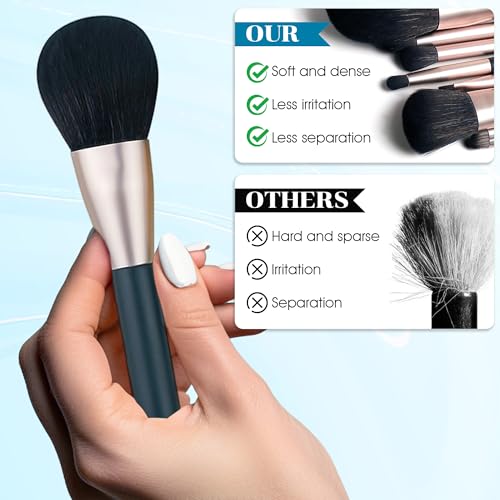 Cosmetic Makeup Brushes Set, Professional Make up Set, Premium Brush Kit tools, Soft Synthetic Hair for Face, Cheek, & Eye Makeup, with Leather Pouch (Dark Green,7 Pcs)