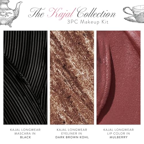 LAURA GELLER NEW YORK The Kajal Collection 3PC Makeup Kit - Kohl Eyeliner Crayon, Mascara & Matte Lip Color - Limited Edition Eye & Lip Makeup Gift Set - Perfect for Mother's Day, Birthday, Gifting
