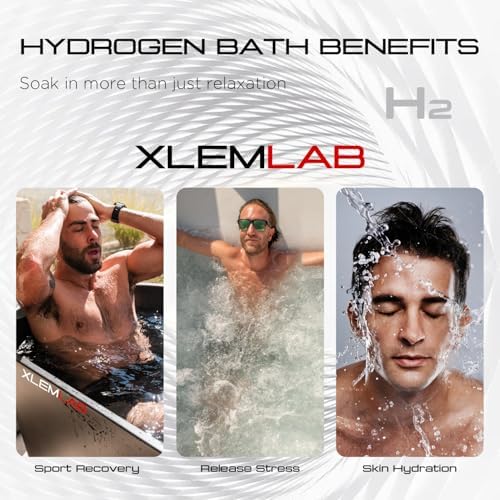 Hydrogen Bath Bombs for Men, Hydrogen Bath Soak, H2 Water for Sport Fitness Enthusiast, Refreshes Body Mind Skin Hydration Anti-Aging 4 Packs Gray
