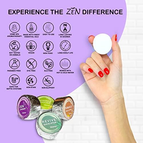 Lavender Shower Steamers by Zen - Aromatherapy (Pack of 15) Extra Large Shower Bombs with Essential Oils Self Care Relaxation Stress Relief