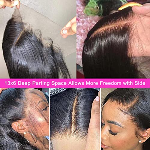 Lemoda 13x6 Full Lace Frontal Wig 200% Density Straight Lace Front Wigs Human Hair HD Transparent Lace Wig Pre Plucked 14A Brazilian Virgin Human Hair Wigs for Women 26 Inch