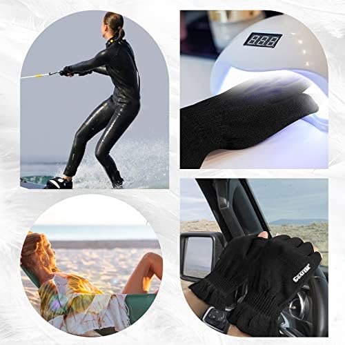 GSAFEME Cotton Gloves Eczema - Fingerless Touchscreen Moisturizing Gloves for Dry Hand Sleeping - Cotton Gloves for Men and Women, Black S/M 3 Pairs