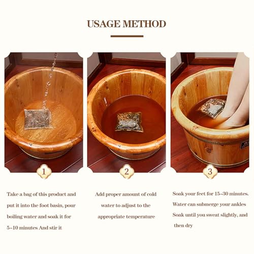 Herbal Foot Soak Bag Set - Ginger Infused Detox Foot Bath for Dry, Cracked Feet & Lymphatic Drainage,30-Pack Detox Soak to Purify & Revitalize Feet,艾草生姜中药泡脚包900g