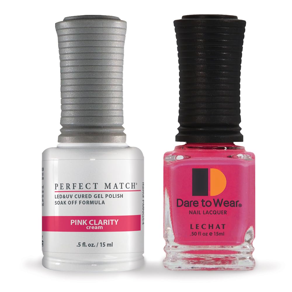 LECHAT - Perfect Match Gel Polish - Pink Clarity - Watermelon Pink with Sheer Finish - (0.5 Ounce) - Easy Application - Soak Off Formula