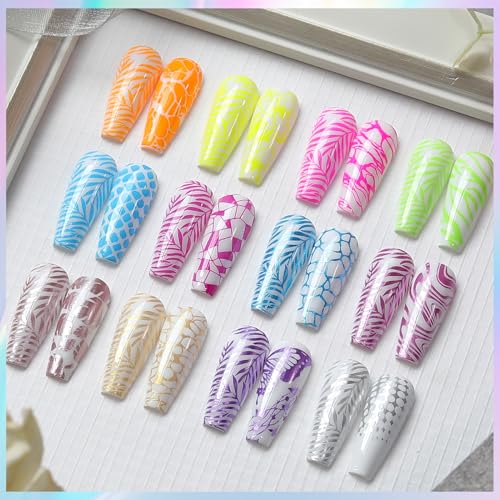 Born Pretty Nail Stamping Polish, 12 Colors Neon Metallic Effect Fingernail Stamp Polish Set Manicure Print Nail Polish for Stamping Plates Bulk Gift Collection 10ml 0.34fl oz Ideal Gifts