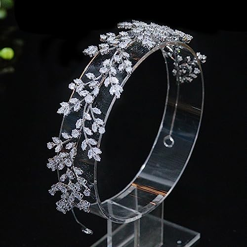 Jorsnovs Fashion Bridal Headpieces for Wedding Bride Hair Accessories Cubic Zirconia Headbands for Women CZ Birthday Gifts