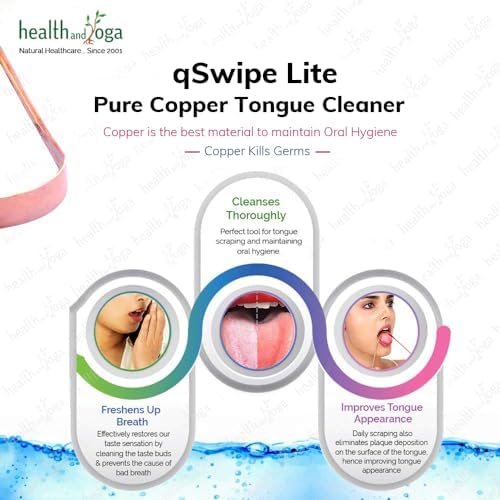 HealthAndYoga™ qSwipe Lite Copper Tongue Cleaners (Pack of 12) – Prevents Bad breath, Improves taste- Flexible, Curved ends provide good grip – Complete Oral Care/Hygiene for Travel/Office/Home