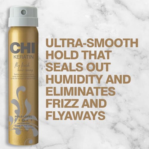CHI Keratin Flex Finish Hair Spray, Lightweight Spray For Long-Lasting, Smooth Styling, Eliminates Frizz & Flyaways & Seals Out Humidity, 2.6 Oz