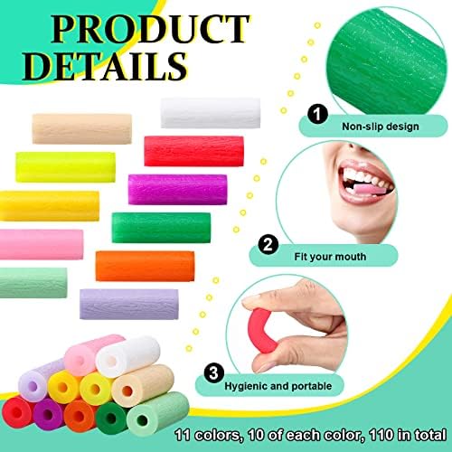 Konohan 110 Pcs Aligner Chew Orthodontic Chew for Aligner Tray Seaters Silicone Chompers Teeth Dental Invisible Accessories, 11 Colors and Flavors