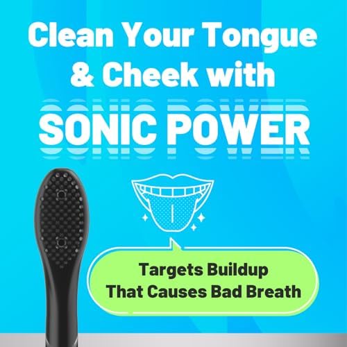 Compatible for Philips Sonicare W DiamondClean Replacement Toothbrush Heads HX6062 HX6063 HX6064, Whitening, Plaque Stain Removal with Medium Bristles and Tongue Cleaner Rubber (Black, 10 Count)