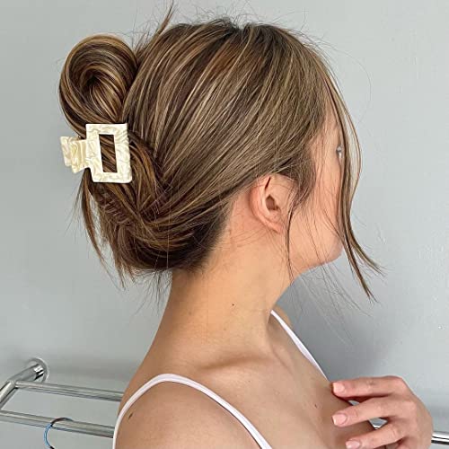 Checkered Tortoise Hair Clips for Women - 4Pcs 2" Small Acetate Claw Barrettes for Thick & Thin Hair