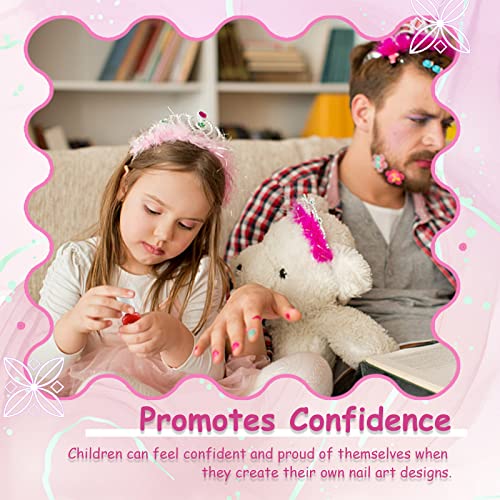 Kids Nail Polish Kit, 12 Color Toddler Nail Polish Set Non Toxic Peel-Off Safe Water Based Low Odor for Girls Ages 5+ for Makeovers and Birthday Gifts Nail Paint Set