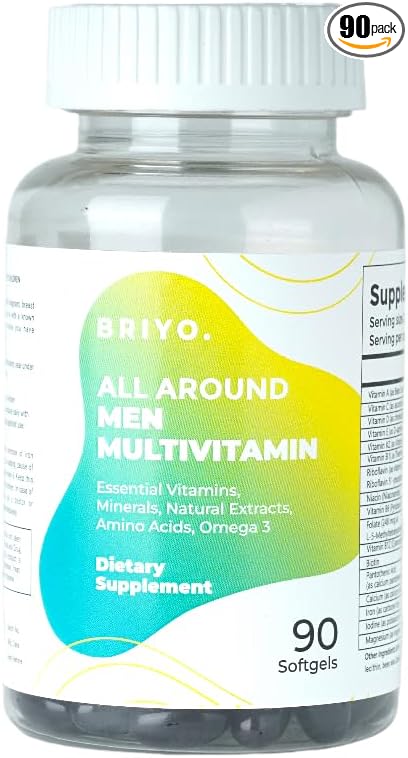 Briyo All Around Men - 38 nutrients (Essential Vitamins, Minerals, Natural extracts, Amino acids) - 90 Capsules