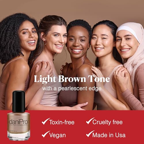 daniPro Doctor Formulated Nail Polish Babe It's You-Pearlescent Mocha Fingernail Polish & Toenail Polish, 0.5 oz with Undecylenic Acid, Biotin & Vitamins - Vegan Formula for Healthy Nails - USA-Made