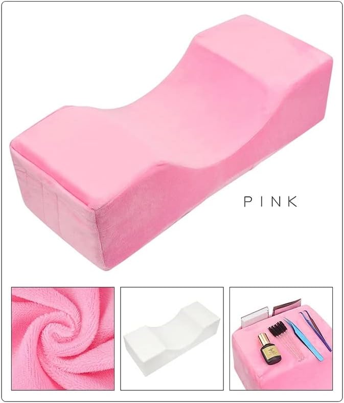 Lash Pillow Neck Support Eyelash Pillow Soft Grafting Eyelashes Memory Foam Eyelash Extension Pillow Makeup Salon with Pocket (Pink)