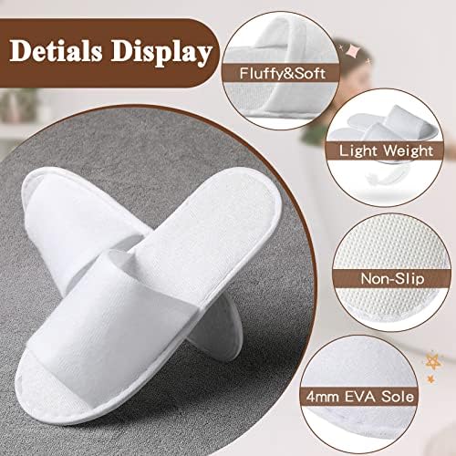 Coume 48 Pairs Disposable Slippers for Guests Bulk Soft Disposable Hotel Spa Slippers Open Toe White Non-Slip for Women Men Home Indoor Hotel Travel Wedding Party