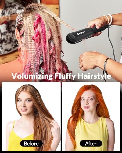 Hair Crimper for Volumizing Fluffy Hairstyle, Crimper Hair Iron with Ceramic Plates, Crimping Iron Tool for Women Girls Hair Waver Dual Voltage, Auto Off