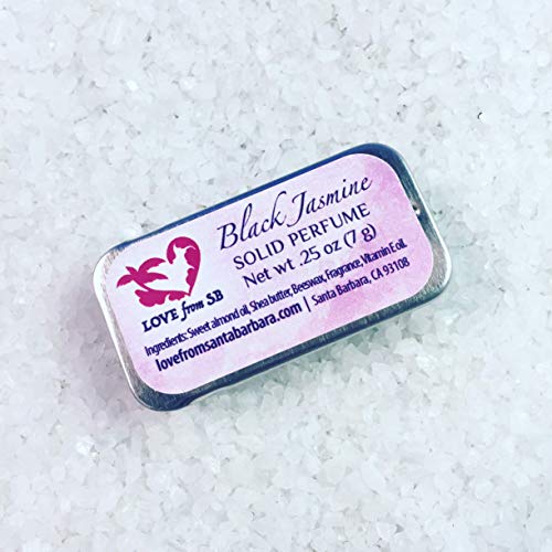 Compact Personal Black Jasmine Solid Perfume | Luxurious Artisan Spa Gift for Her | Sophisticated, intriguing fragrance | Convenient, purse or travel bag size | Black Jasmine Perfume