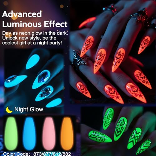 Lavender Violets 49 PCS Gel Nail Polish Set,45 Colors Summer Neon Glow in the Dark Effect with Nail Primer,Builder Base Coat,Glossy,Matte Top Coat Red Jelly Nude Glitter New Year Gifts for Women A950