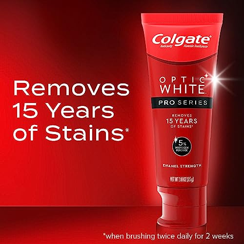 Colgate Optic White Pro Series Whitening Toothpaste with 5% Hydrogen Peroxide, Enamel Strength, 3 oz Tube
