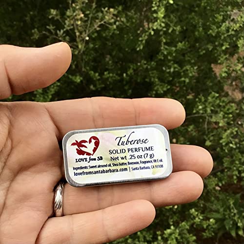 Compact Personal Tuberose Solid Perfume | Luxurious Artisan Spa Gift for Her | Convenient, fits in your purse or travel bag | Tuberose Perfume