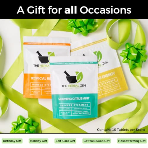 Bulk Shower Steamers with Essential Oils Combo Set by The Herbal Zen (3 Packs of 10 tablets, Value Set), Bulk Shower Bombs, Relaxation Gift for Women and Men, Birthday Gifts, Mothers Day Gift