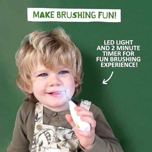 Jack N' Jill Tickle Tooth Toddler Toothbrush & Toothpaste Set - Baby Electric Toothbrush, Natural Toothpaste for Kids, Made for Tiny Teeth, Organic Fruit Flavor (Strawberry & Blueberry)