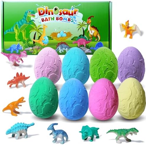 Kids Bath Bombs with Surprise Inside, XXL Large Dinosaur Bath Bombs 8pcs Bath Bomb Set with Toys Inside, Dino Toy Gifts for Kids Age 3 4 5 6 7 8 9 10 11 12