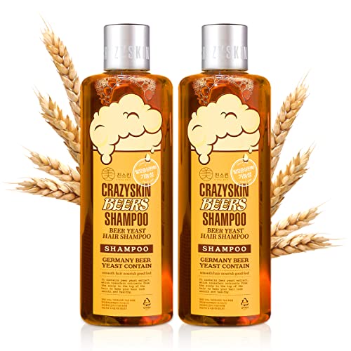 CRAZY SKIN German Beers Shampoo - 20.30 fl oz(300ml) X 2set, BIOTIN for hair loss, Rich with Beer Yeast for Regrowth and Thickening, Sulfate/Chemical free, Suitable for all hair types