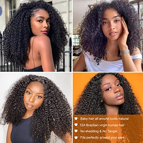 Kinky Curly Lace Front Wigs 13x6 HD Lace Front Kinky Curly Wig for Women 180% Density Pre Plucked With Baby Hair Afro Kinky Curly Human Hair Wigs 20Inch Kinky Curly HD Lace Front Human Hair wig