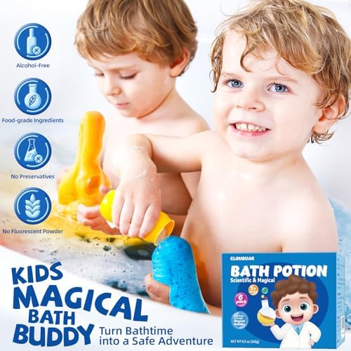 Kids Bath Bomb Potions, 6 Pack Non-Toxic Fizzy Bubble Bath Explosions, Colorful Burst Bath Potions for Kids, Scientific & Magical Bath Time Buddy, Fun & Educational Bubble Bath for Kids