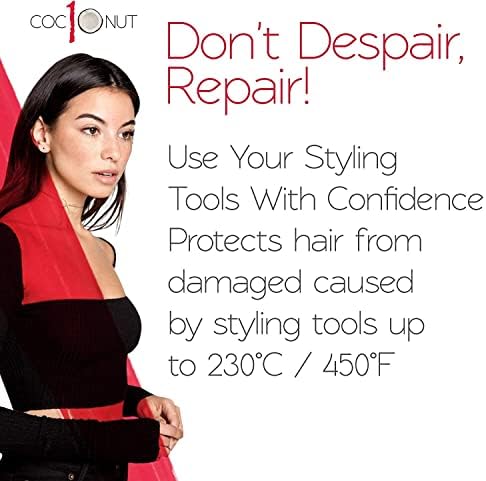 Coconut Thermal Protection Spray - Prevents Frizz and Split Ends for All Hair Types - Heat Defense Up To 450ºF - 8.45fl.oz