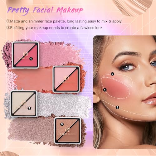 Color Nymph Girls Makeup Kit for Teen | Full Starter Cosmetics Makeup Set With Train Case | Included 32 Colors Eyeshadow, Bronzer, Contour Powder, Blush, Highlighter, Lip Gloss (Pink)