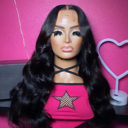 Brazilian 2x6 Human Hair Lace Closure HD Transparent 2x6 Body Wave Lace Closure Middle part Human Hair Kim K Closure With Baby Hair (16 inch)