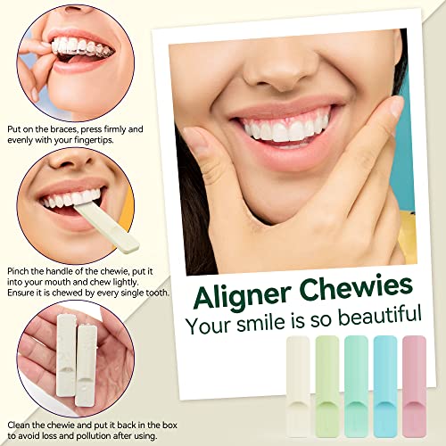 Chewies for Invisalign Aligner,10 Pieces Colorful Aligner Trays Seaters Orthodontic Chewies(Unflavored,Mint,Green Apple,Blueberry,Strawberry)