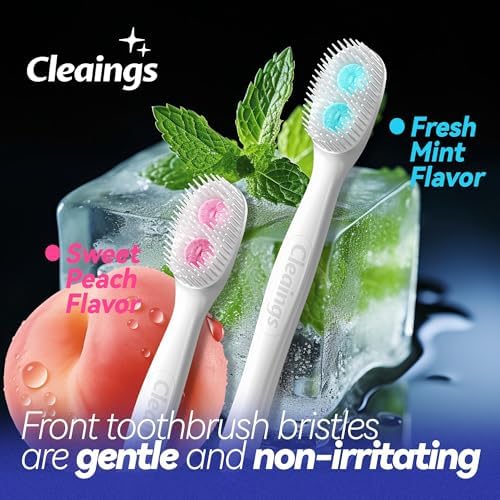cleaings® Disposable Toothbrushes with Double Cleaning Beads Toothpaste and Clean Floss Picks for Work or Travel - 20 pcs-Mint Flavor（Pack of 1）