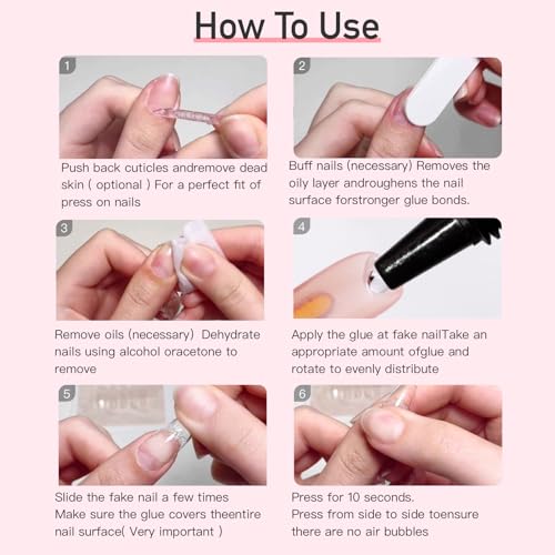 Curvlife Upgraded Super Strong 10g Semi Solid Nail Glue, 2pcs Best Soft Gel Nail Glue for Press on Nails - No UV Light Needed, Long Lasting