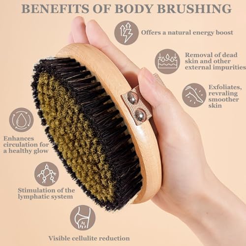 Copper Dry Brushing Body Brush with Ion Charged Bristles Dry Brush, Exfoliating Body Brushs,Reduce Stress