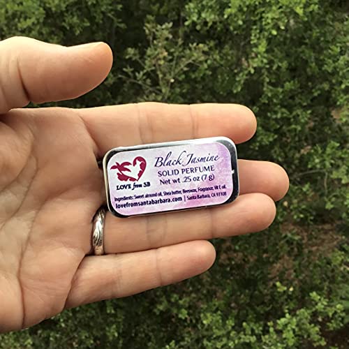 Compact Personal Black Jasmine Solid Perfume | Luxurious Artisan Spa Gift for Her | Sophisticated, intriguing fragrance | Convenient, purse or travel bag size | Black Jasmine Perfume