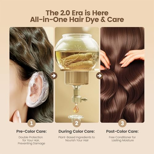 Hair Dye Shampoo,Natural Black 6-in-1 Natural Herbal Hair Color Shampoo,Semi-Permanent Gray Coverage with Pleasant Scent,Ammonia-Free Formula for Women & Men (460ml/15.55fl oz)