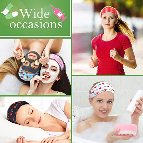 Jexine 12 Pcs Nurse Headbands for Women, Non Slip Nursing Headbands with Buttons for Mask Work Accessories Elastic Ear Protection Hair Bands Gift for Spa Yoga Sports(Stylish)