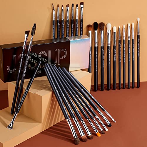 Jessup Eye Makeup Brushes Set Professonal 28pcs Premium Synthetic Eyeshadow Brush Eyeliner Brush Eyebrow Brush Blending Brush for Makeup Black T341