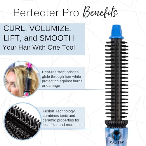 CALISTA Perfecter Pro Heated Round Brush | Lift, Volumize, and Style with No Heat Damage for Healthier-Looking Hair | 4 Sizes for Most Hair Types | Dual Voltage & Adjustable Temp (1.0, Rose Gold)