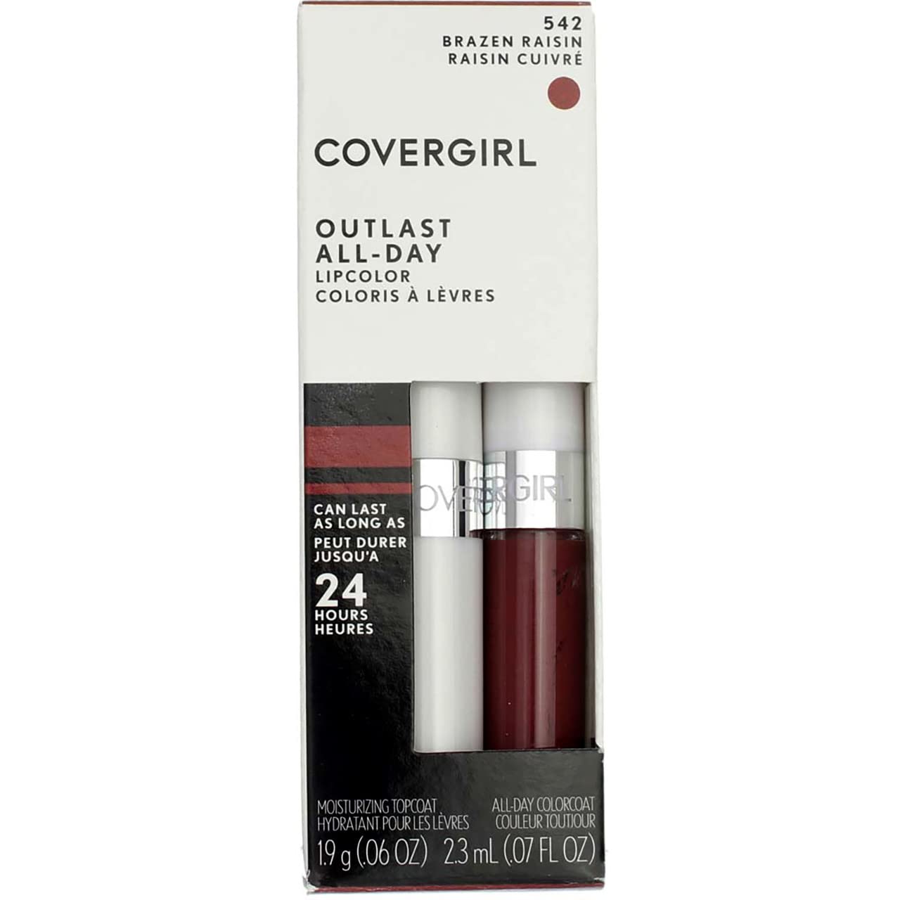 Covergirl Outlast All-Day Lip Color with Topcoat, Brazen Raisin , 2 Count (Pack of 1)