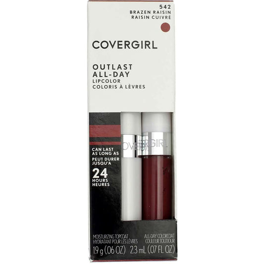 Covergirl Outlast All-Day Lip Color with Topcoat, Brazen Raisin , 2 Count (Pack of 1)