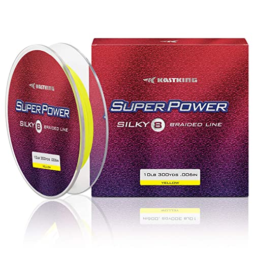 KastKing Superpower Silky8 Braided Fishing Line, Yellow, 8 Strand, 65LB, 150Yds