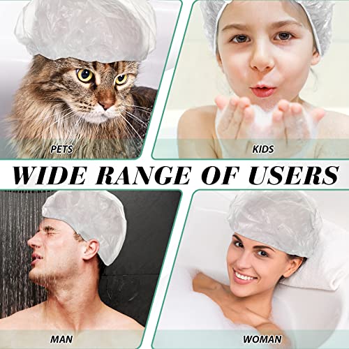 Leyndo 1000 Pcs Disposable Shower Caps Waterproof Plastic Bath Caps Bulk, Elastic Hair Processing Thick Waterproof Bath for Women, Spa Party Travel, Hair Salon(Clear)