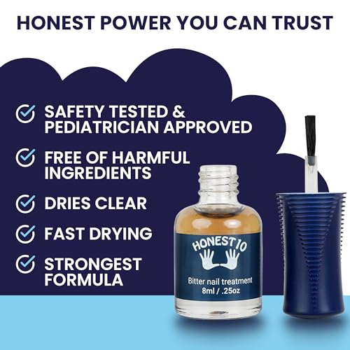 Honest10 Nail Biting Prevention for Kids & Adults - Break The Habit - Safe Bitter Nail Polish Formula, Lab Tested & Pediatric MD Approved - Thumb Guard, Easy Application, Made in USA (0.25 oz)