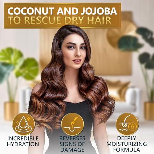 Coconut Shampoo and Conditioner Set - Sulfate Free and Paraben Free Intense Moisturizing Treatment with Jojoba - For Hydrating Your Scalp and Restoring Dry and Damaged Hair