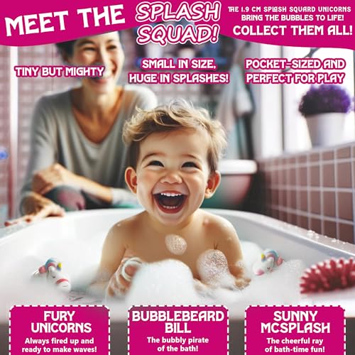 Kids Bath Bombs Powder with 12 Mini Unicorn Toys Inside – Bubble Potions for Kids with Natural Essential Oils – Bubble Bath Magic Science Kit - Blast of Fizzy Foamy & Eruption Colors – Gift Set of 4